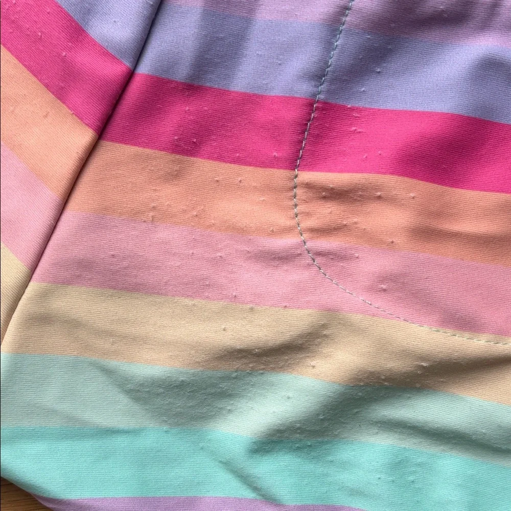 Eddie Bauer Girls' Pastel Rainbow Stripe Swim Set with Mint Trim Reversible